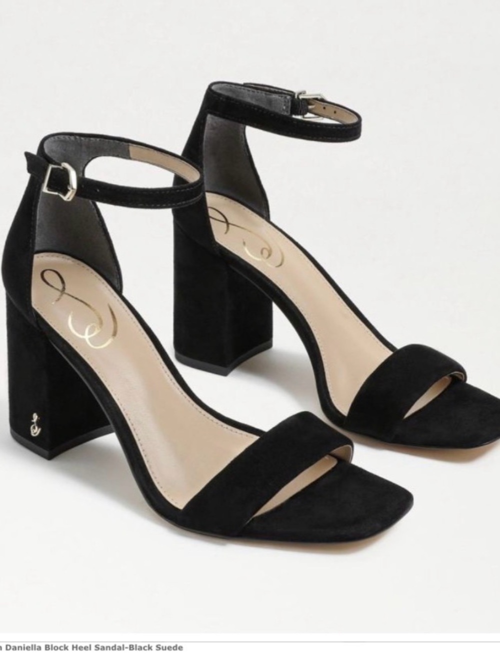 Sam Edelman Daniella Block Heel Sandal-Black Suede 6.5